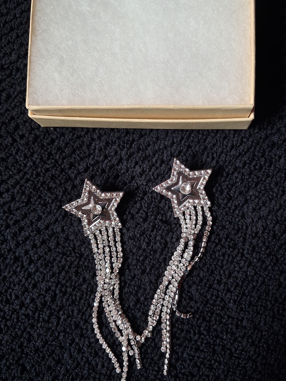 paparazzi Silver Star Cascade Rhinestone Earrings